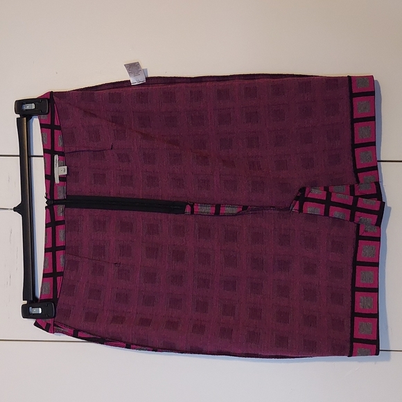 Halogen Geometric Windowpane Print Pencil Skirt Size 4 Pink Grey Black - Picture 14 of 14